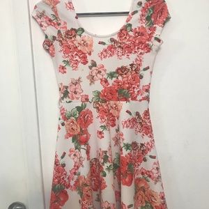 Pink and white floral dress